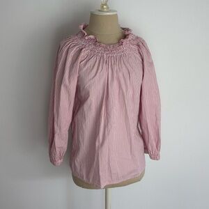 J Crew Blouse Pink White Stripes Elastic XXS
